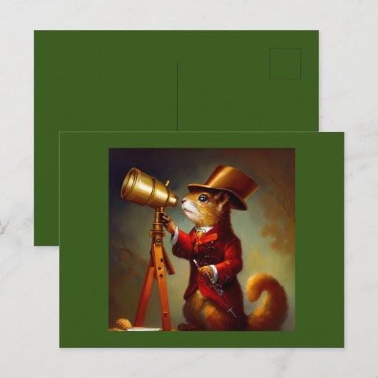 Eichhörnchen Astronomin Postkarte (Vorne/Hinten)