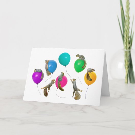 Eichhörnchen auf Ballon-Karte Karte (Vorderseite)