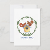 Eichhörnchen auf Birdhouse Holiday Dankeskarte (Vorderseite)