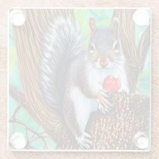 Eichhörnchen auf dem Baum mit Fruit-47566 Glasuntersetzer (Rückseite)