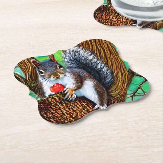 Eichhörnchen auf dem Baum mit Fruit-47566 Untersetzer (angewinkelt)
