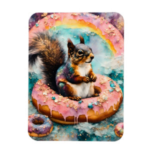 Eichhörnchen auf dem Floating Glazed Donut Funny S Magnet