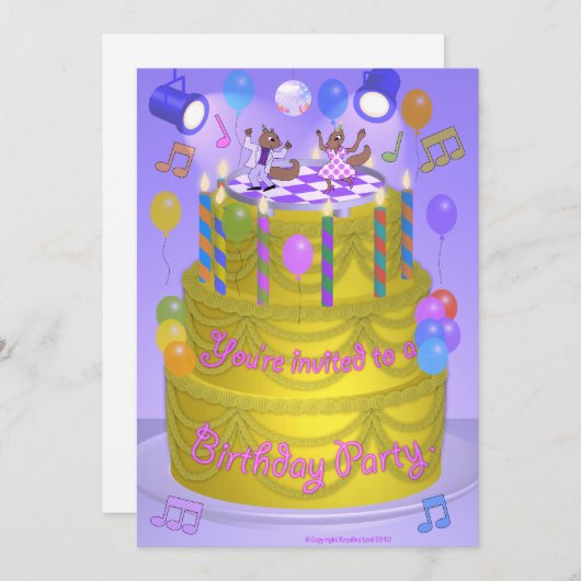 Eichhörnchen auf dem Kuchen Einladung (Vorne/Hinten)