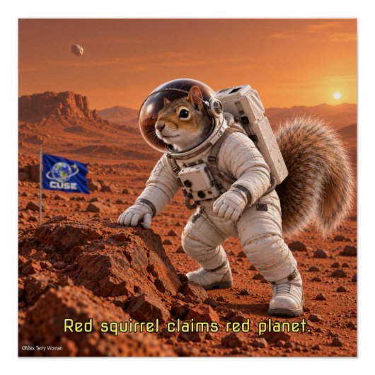 Eichhörnchen auf dem Mars Poster (Vorderseite)