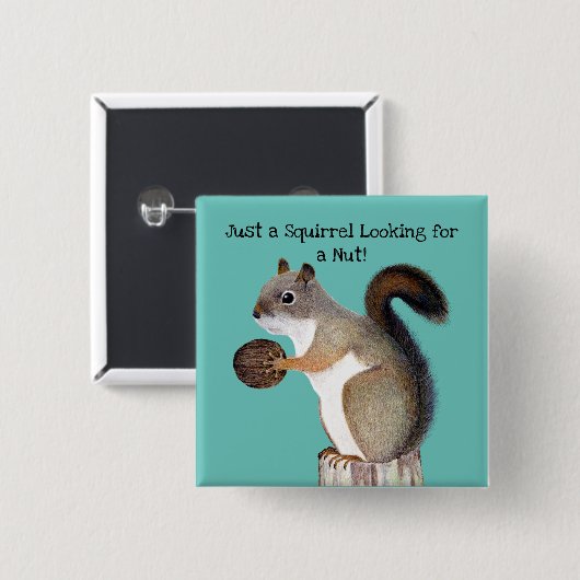 Eichhörnchen auf der Suche nach einer Nuss Button (Vorne & Hinten)