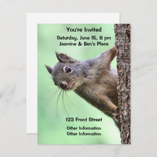 Eichhörnchen auf einem Baum Einladung (Vorne/Hinten)