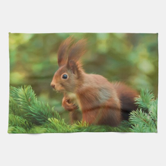 Eichhörnchen auf einem Baum Küchentuch (Horizontal)