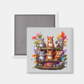 Eichhörnchen auf einem Holzbrett Magnet (Vorderseite/Rückseite)