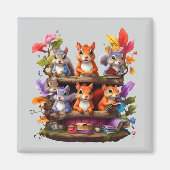 Eichhörnchen auf einem Holzbrett Magnet (Vorne)