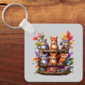 Eichhörnchen auf einem Holzbrett Schlüsselanhänger (Vorderseite)