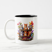 Eichhörnchen auf einem Holzbrett Zweifarbige Tasse (Links)