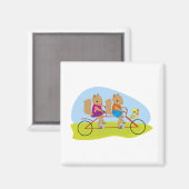 Eichhörnchen auf einem Tandem-Fahrrad Magnet (Vorderseite/Rückseite)