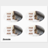 Eichhörnchen auf einer Bank und Nüsse Ovaler Aufkleber (Blatt)