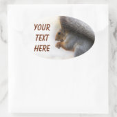 Eichhörnchen auf einer Bank und Nüsse Ovaler Aufkleber (Tasche)