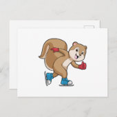 Eichhörnchen auf Ice-Skaten mit Ice-Skaten Postkarte (Vorne/Hinten)