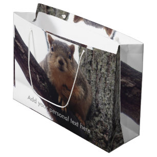 Eichhörnchen auf Ihre Geschenktüte schauen
