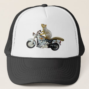 Eichhörnchen auf Motorrad Truckerkappe