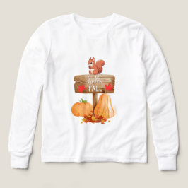 Eichhörnchen auf Schild mit Kürbis und Blätter