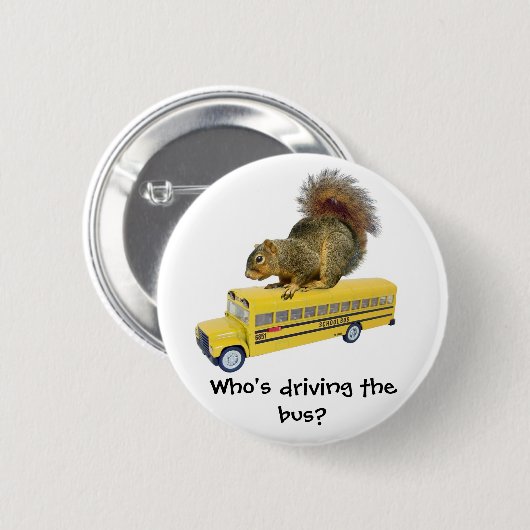 Eichhörnchen auf Schulbus Button (Vorne & Hinten)