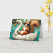 Eichhörnchen auf schwindelnde Sommerferien Karte (Gelbe Blume)