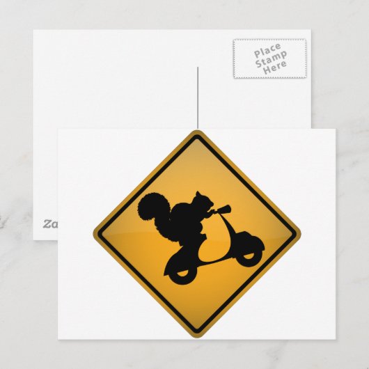 Eichhörnchen auf Scooter Postkarte (Vorne/Hinten)