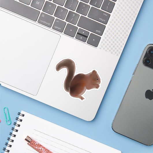 Eichhörnchen Aufkleber (Laptop mit iPhone)