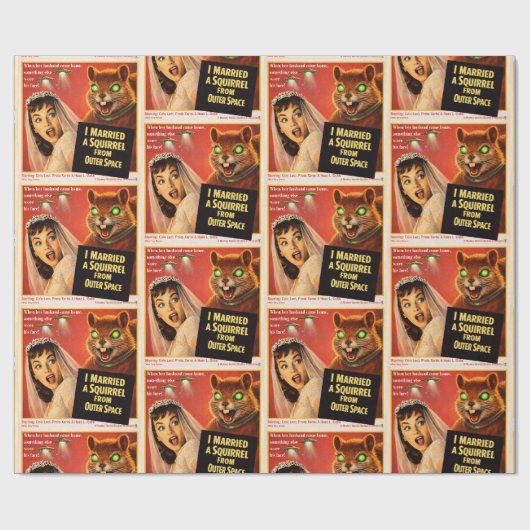 Eichhörnchen aus dem Weltraum-Parodie Geschenkpapier (Flach)
