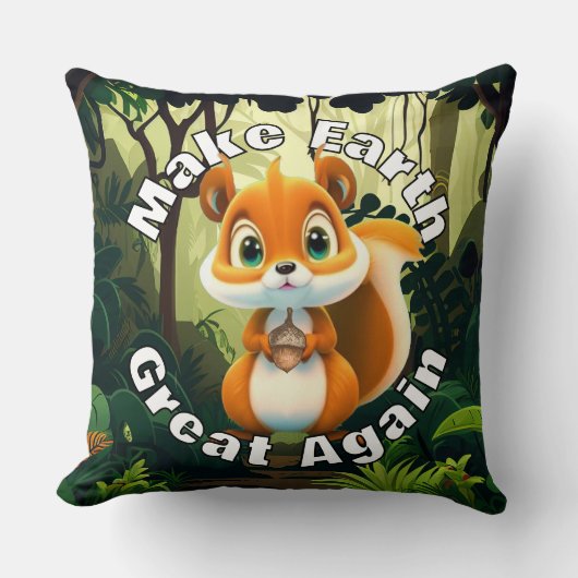 Eichhörnchen aus Holz machen Erde wieder groß Kissen (Vorderseite)