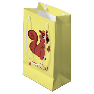 Eichhörnchen aus niedlichem Cartoon mit einer klei Kleine Geschenktüte