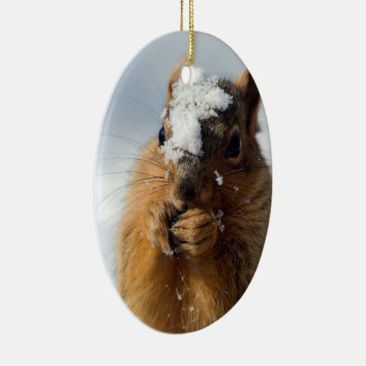 Eichhörnchen aus Schnee Keramik Ornament (Rechts)