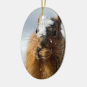 Eichhörnchen aus Schnee Keramik Ornament (Links)