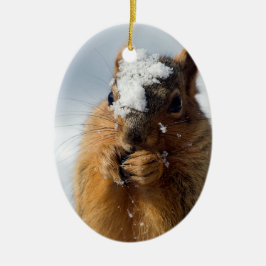 Eichhörnchen aus Schnee Keramik Ornament