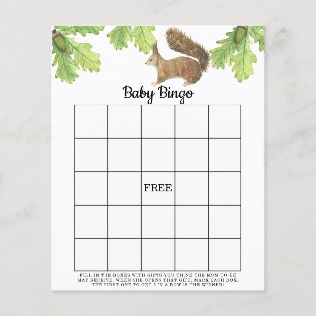 Eichhörnchen - Baby Dusche Bingame (Vorderseite)