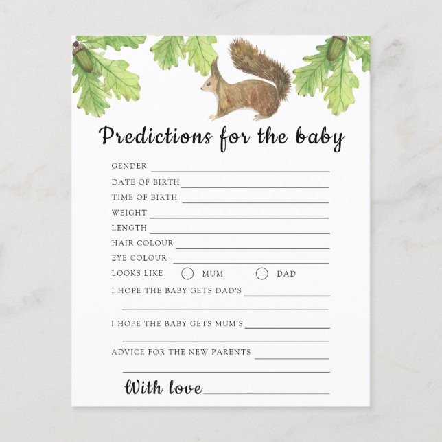 Eichhörnchen - Baby-Vorhersagen und Ratschläge (Vorderseite)