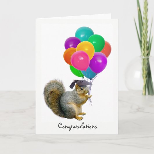 Eichhörnchen Balloons Abschluss Card Karte (Vorderseite)