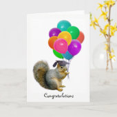 Eichhörnchen Balloons Abschluss Card Karte (Gelbe Blume)