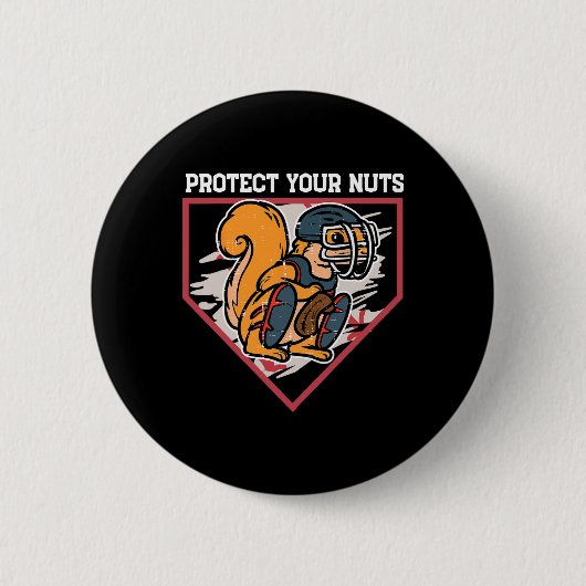 Eichhörnchen Baseballfänger Schützen Ihre Nuts Boy Button (Vorderseite)