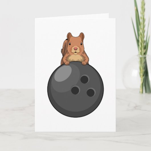 Eichhörnchen beim Bowling mit Bowlingkugel Karte (Vorderseite)