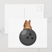Eichhörnchen beim Bowling mit Bowlingkugel Postkarte (Vorne/Hinten)