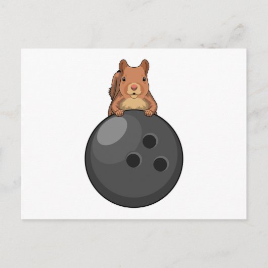 Eichhörnchen beim Bowling mit Bowlingkugel Postkarte (Vorderseite)