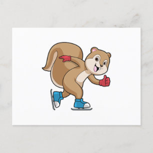 Eichhörnchen beim Eislaufen mit Schlittschuhen Postkarte