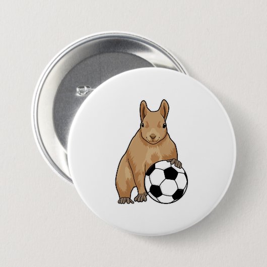 Eichhörnchen beim Fußball-Sport Button (Vorne & Hinten)