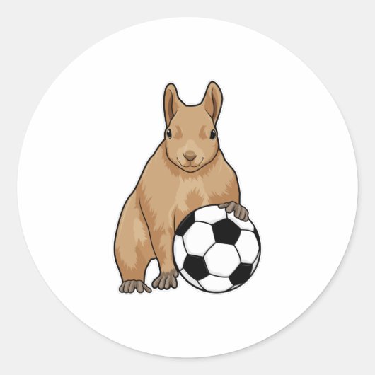 Eichhörnchen beim Fußball-Sport Runder Aufkleber (Vorderseite)
