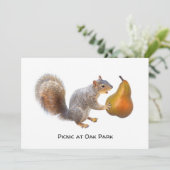Eichhörnchen Birne Party Einladung essen (Stehend Vorderseite)