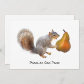 Eichhörnchen Birne Party Einladung essen (Vorne/Hinten)