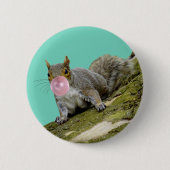 Eichhörnchen bläst Bubblegum Blase Animal Foto Button (Vorderseite)