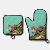 Eichhörnchen bläst Bubblegum Blase Animal Foto Ofenhandschuh & Topflappen-Set (Vorderseite)