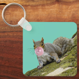 Eichhörnchen bläst Bubblegum Blase Animal Foto Schlüsselanhänger