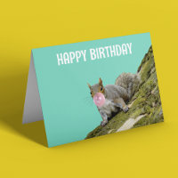 Eichhörnchen bläst Bubblegum-Blase Geburtstag