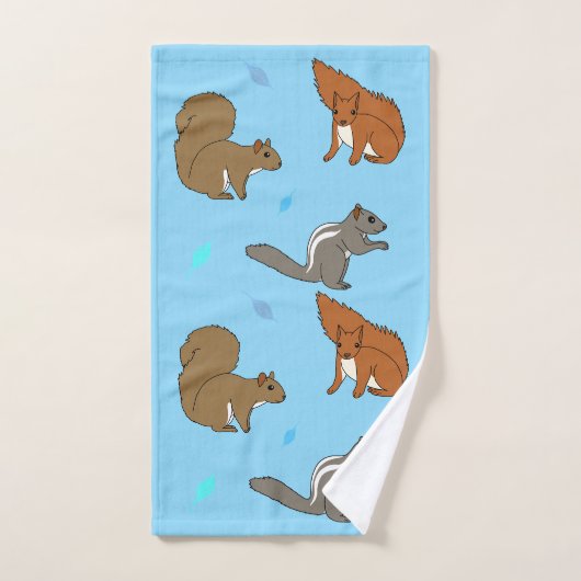 Eichhörnchen Blau Badhandtuch Set (Handtuch)
